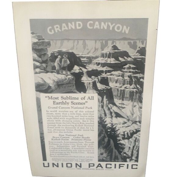 Vintage 1927 Union Pacific Grand Canyon Ad Advertisement - Picture 3 of 4